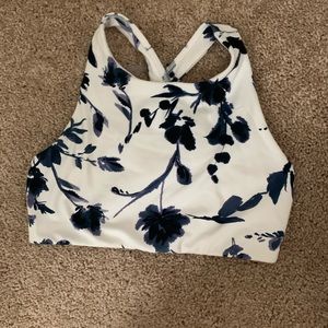Athleta White Water Flower High Neck Bra
